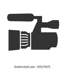 Camcorder icon. Simple flat logo of camcorder on white background. Vector illustration.