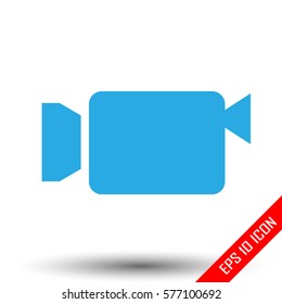 Camcorder icon. Simple flat logo of camcorder on white background. Vector illustration.