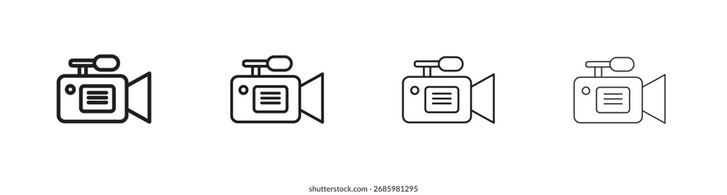 Gráficos del Vector del icono de la videocámara. iconos negros del vector del estilo