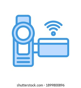 Camcorder icon vector illustration in blue style about internet of things for any projects, use for website mobile app presentation