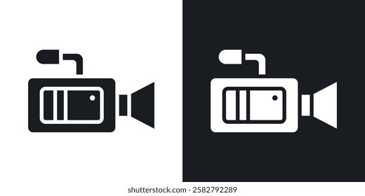 Camcorder icons set vectors black and colored style
