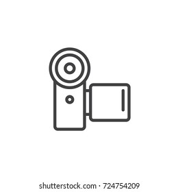 Camcorder line icon, outline vector sign, linear style pictogram isolated on white. Video camera symbol, logo illustration. Editable stroke