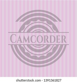 Camcorder pink emblem. Vector Illustration. Detailed.