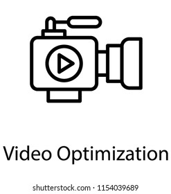 
A camcorder with the play graphic showing video optimization 
