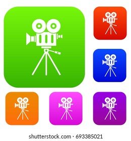 Camcorder set icon in different colors isolated vector illustration. Premium collection