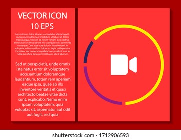 Camcorder-Vektorillustration-Symbol, lorem ipsum Flaches Design