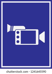 camcorder vector icon on blue background, Video icon
