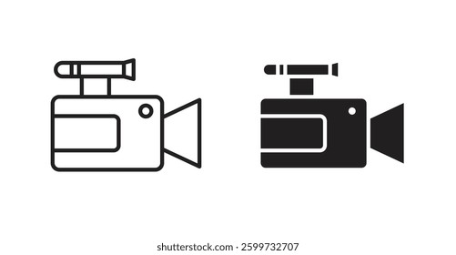 Camcorder vector icon set in black color.