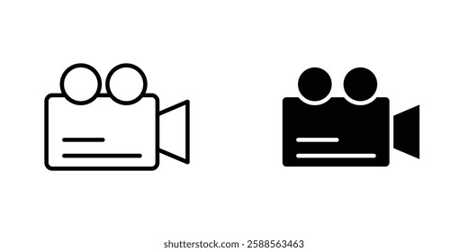 Camcorder vectors icons set in filled and strokes on white background