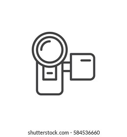 Camcorder, video camera line icon, outline vector sign, linear style pictogram isolated on white. Symbol, logo illustration