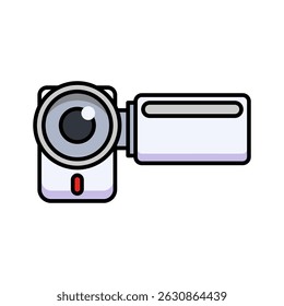 Camcorder Video Camera Recording Line Icon Technology Media Entertainment Flat Outline Vector Easy to Edit Symbol