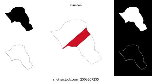 Camden blank outline map set