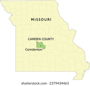 Camden County and city of Camdenton location on Missouri state map