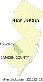 Camden County and city of Camden location on New Jersey state map