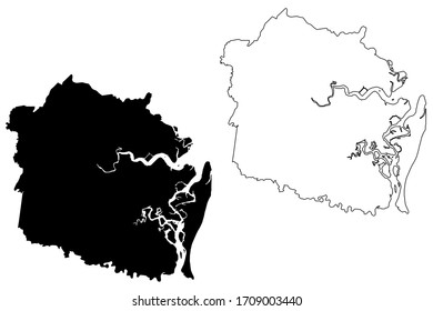 Camden County, Georgia (U.S. county, United States of America,USA, U.S., US) map vector illustration, scribble sketch Camden map