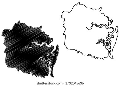 Camden County, Georgia (U.S. county, United States of America,USA, U.S., US) map vector illustration, scribble sketch Camden map