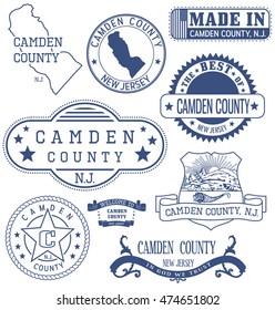 Camden county, New Jersey. Set of generic stamps and signs.