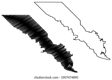 Camden County, North Carolina State (U.S. county, United States of America) map vector illustration, scribble sketch Camden map