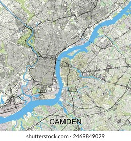 Camden, New Jersey, United States map poster art