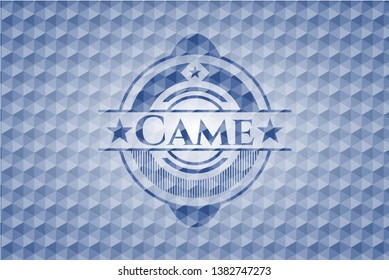 Came blue hexagon badge. Vector Illustration. Detailed.