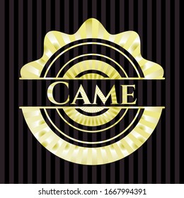 Came gold emblem. Vector Illustration. Detailed.