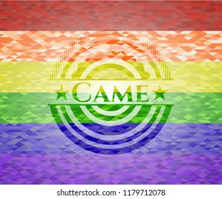 Came on mosaic background with the colors of the LGBT flag