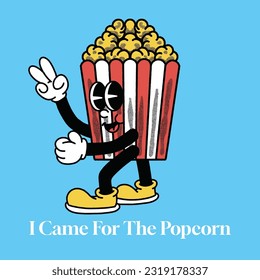 I Came for the Popcorn With Popcorn Groovy Character Design