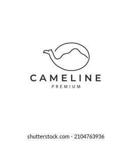 camel animal in desert line with logo vector icon symbol illustration design