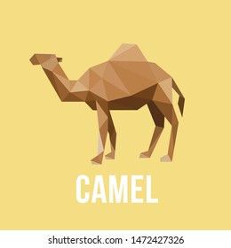 CAMEL ANIMAL FARM LOW POLY LOGO ICON SYMBOL SET. TRIANGLE GEOMETRIC POLYGON