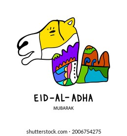 camel animal illustration with art style for islam