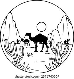 camel animal illustrations in the desert (1)