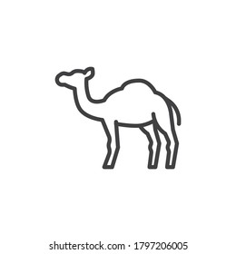 Camel, animal line icon. linear style sign for mobile concept and web design. Camel, side view outline vector icon. Symbol, logo illustration. Vector graphics