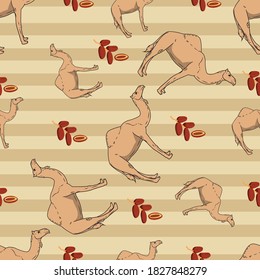 Camel Animal Seamless Vector Pattern Design Background