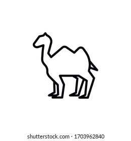 Icono de línea delgada del animal del camello aislado en un fondo blanco