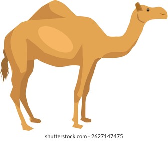camelo parece estar em pé sobre quatro pernas e estilizado de uma maneira simples, como desenhos animados.