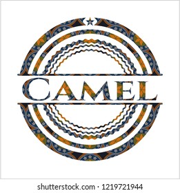 Camel arabesque style badge. arabic decoration.