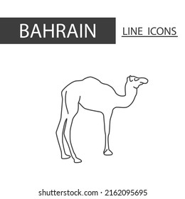 Camel Bahrain icon. Icons set of black thin line. Architecture, tradition and more is signature of Bahrain.