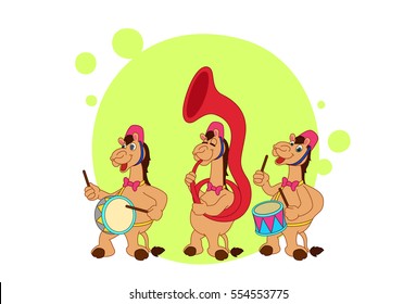Camel Band cartoon vector illustration