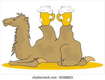 camel and beer, funny illustration