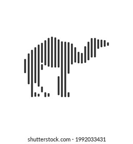 Camel black barcode line icon vector on white background.