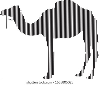 Camel black sign isolated with line art on white background. Camel symbol of desert. Vector illustration.