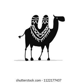 Camel black silhouette, sketch for your design