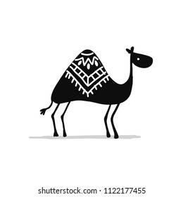 Camel Black Silhouette, Sketch For Your Design