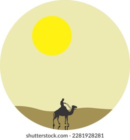 Camel Caravan, der durch die Wüste Vektorgrafik geht, kann für islamische Hintergrund-Banner Poster-Website sozialen und Printmedien.
