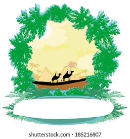 camel caravan in wild africa - abstract frame 