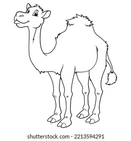 Camel Cartoon Animal Illustration BW