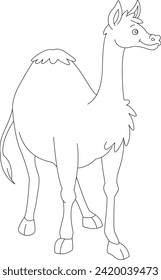 Camel-Cartoon, schwarz-weiß, Vektorgrafik-Malseite