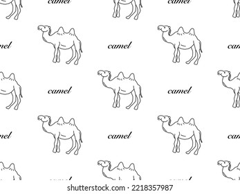 Camel cartoon character seamless pattern on white background