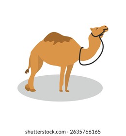 Ilustração de clip-art de caricatura de camelo. Adequado para ilustração gráfica de design plano, clip-art, adesivos, etc