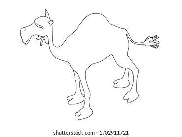 Camel cartoon lines illustration. Abstract vector camel on the white background